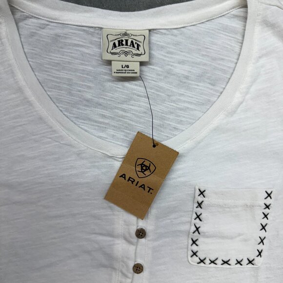Ariat Dawn Henley long sleeve Shirt Womens Large Snow White 10013409 NWT - Picture 4 of 13